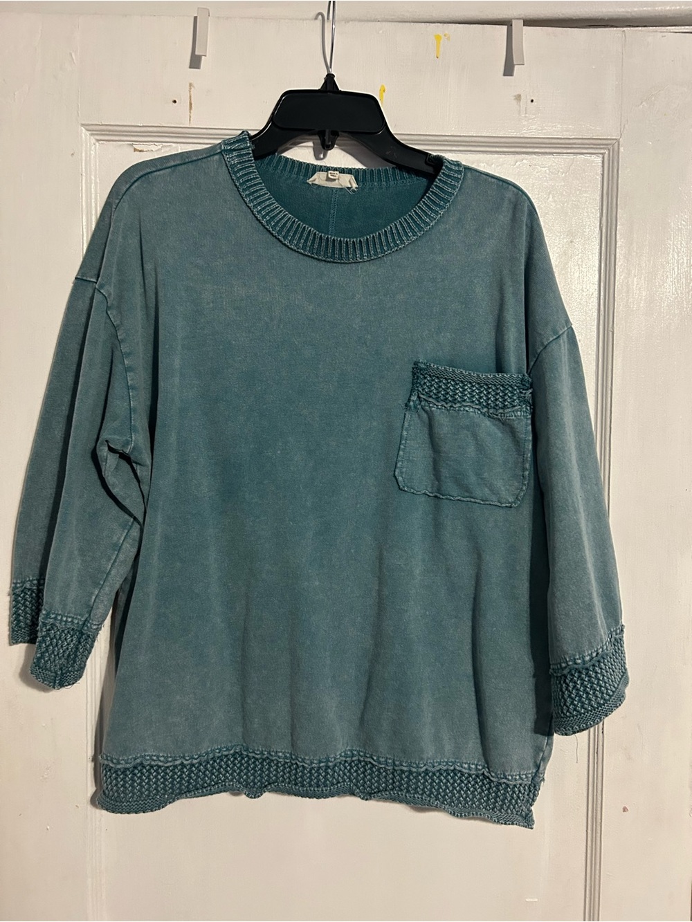 easel Teal Knit Pullover Sweater